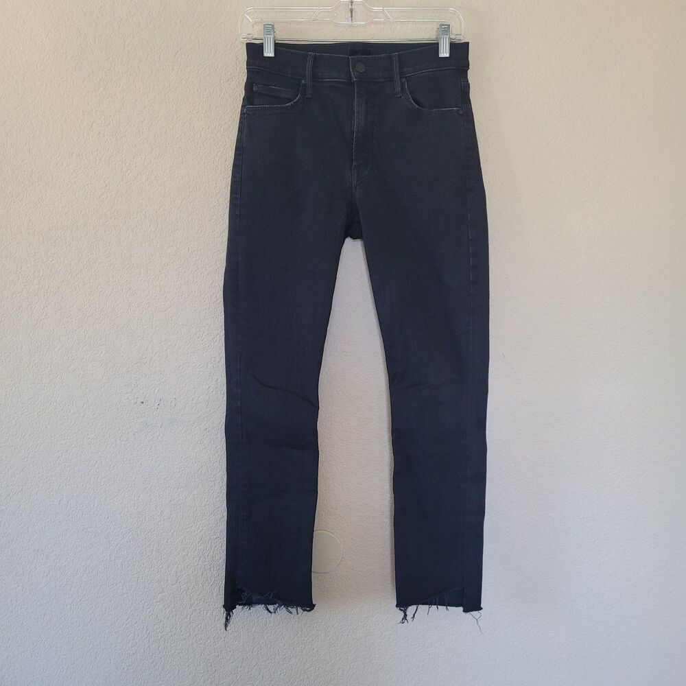 Mother Denim Mid Rise Dazzler Ankle Step Fray Jeans Size 26 Black Not Guilty